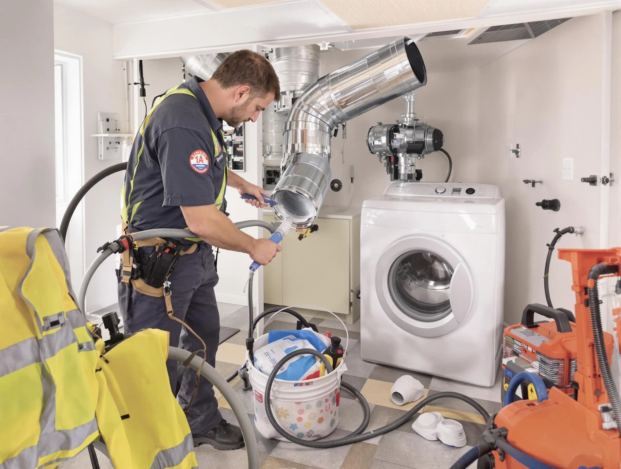 Avondale Dryer Vent Cleaning technician using specialized equipment to clear severe dryer vent blockage in Avondale