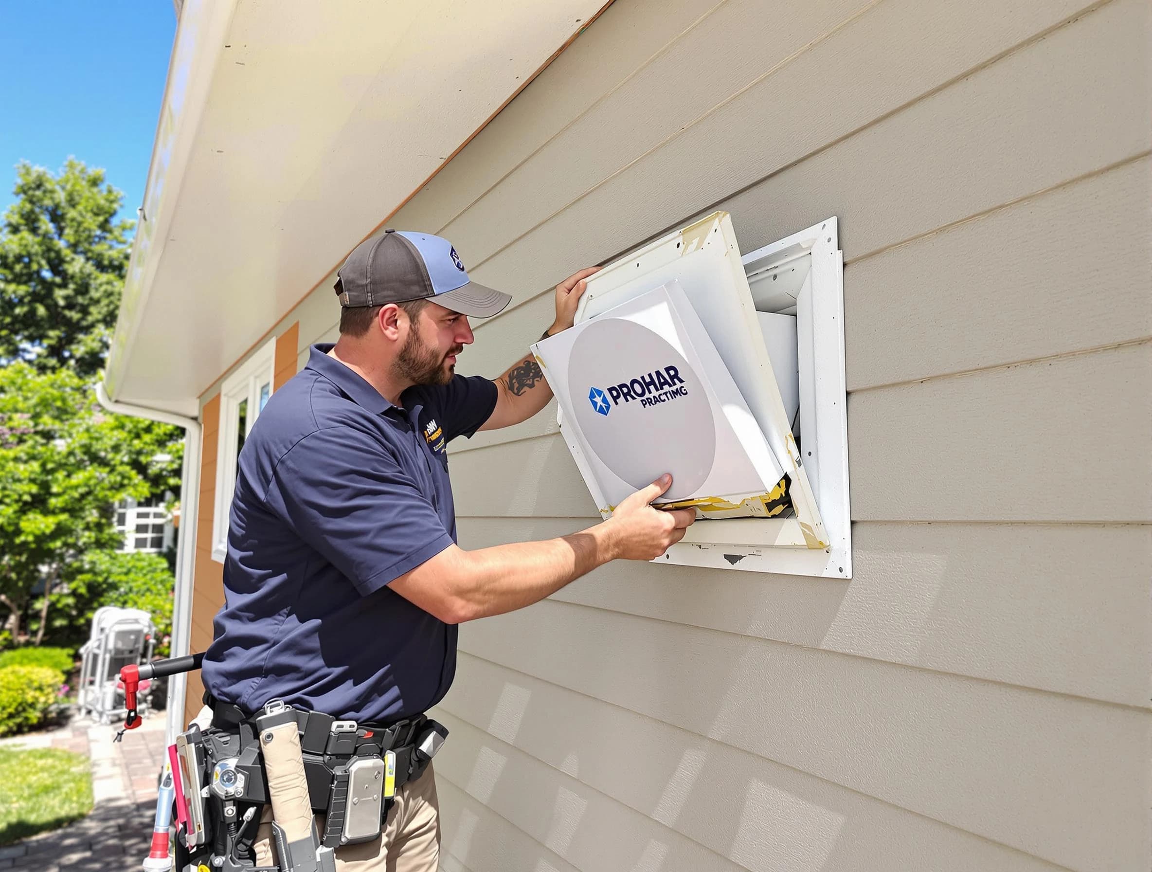 Avondale Dryer Vent Cleaning technician installing a new protective dryer vent cover on a home in Avondale
