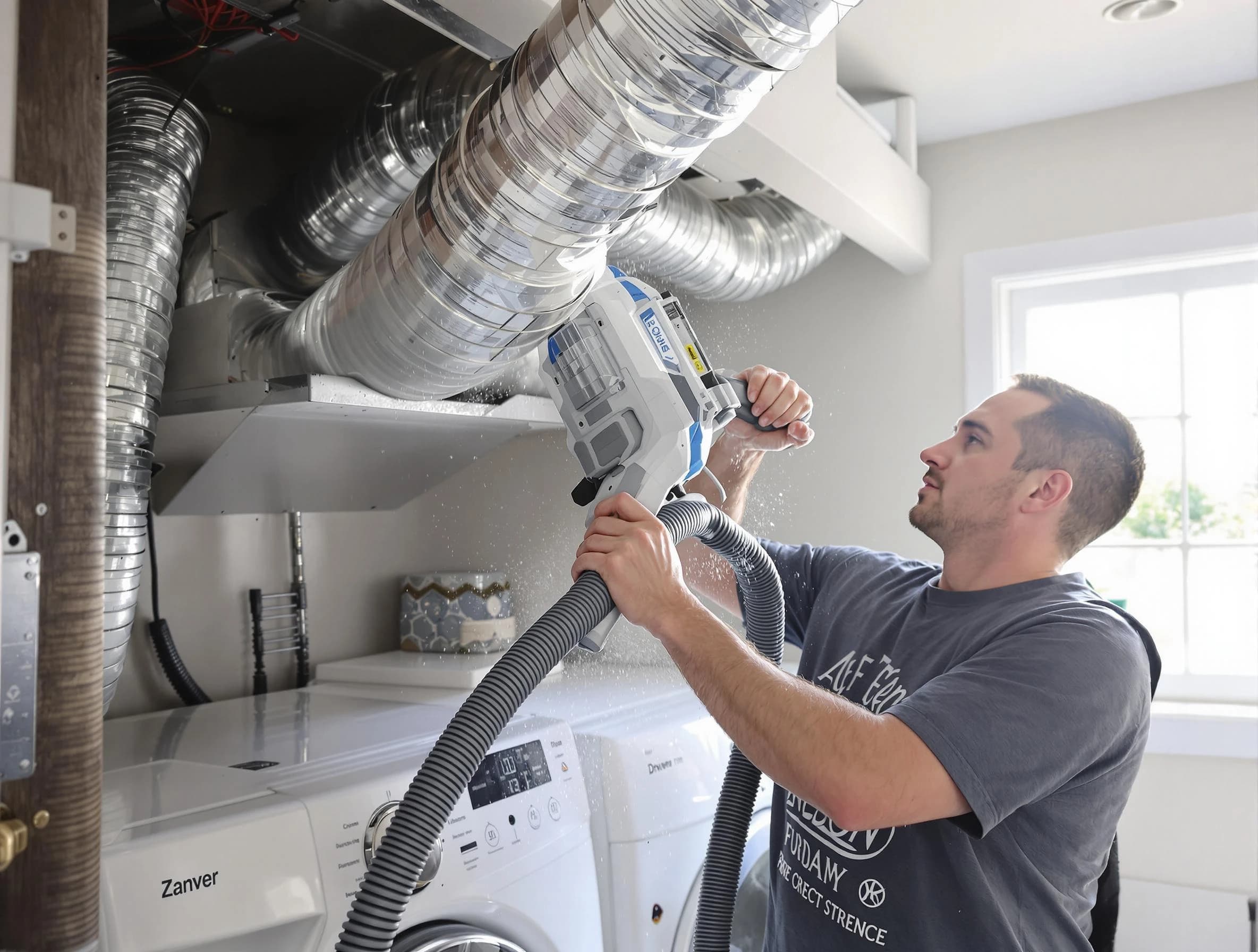 Avondale Dryer Vent Cleaning specialist cleaning deep within a dryer vent duct system in Avondale