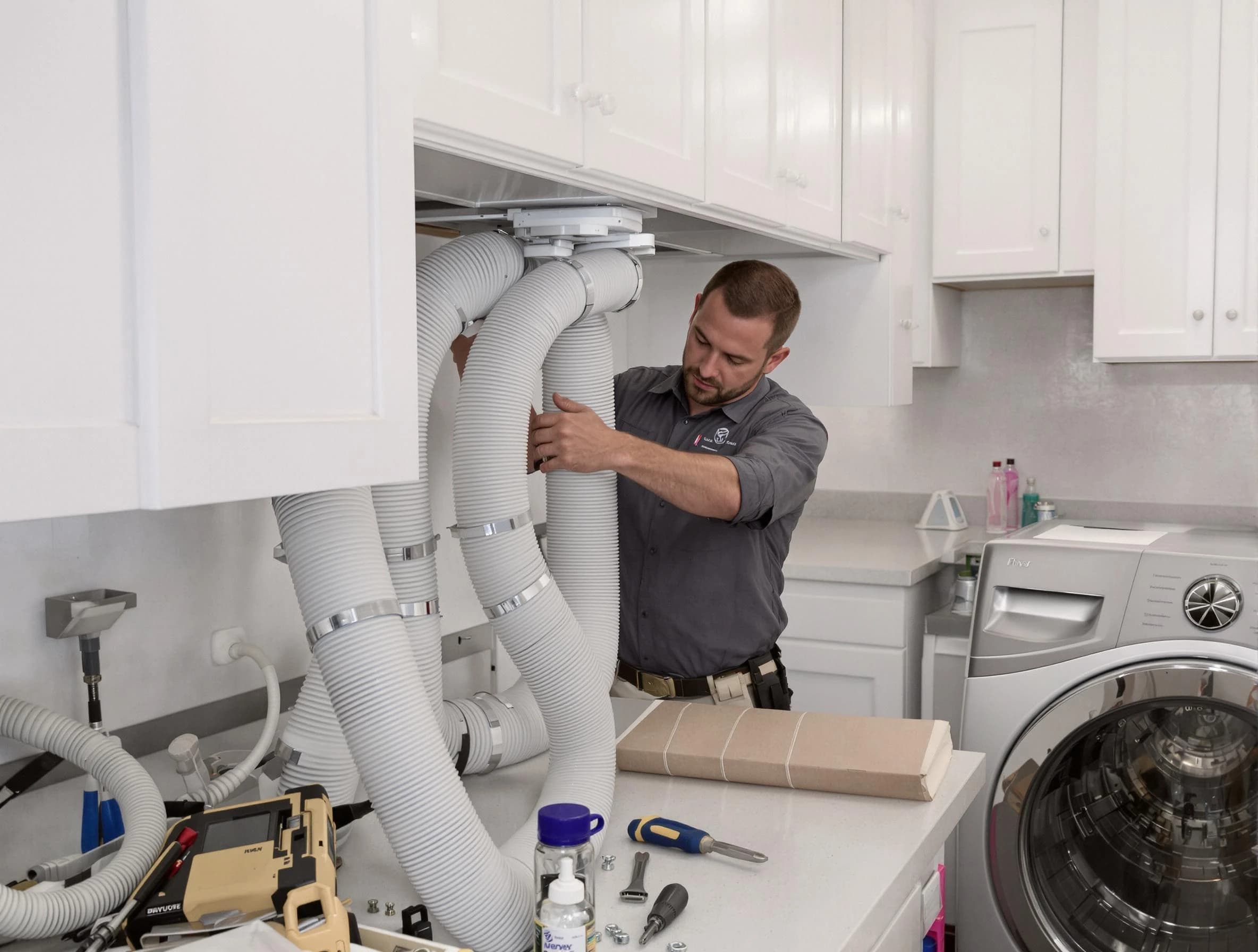 Avondale Dryer Vent Cleaning technician installing a new professional-grade dryer vent hose in Avondale